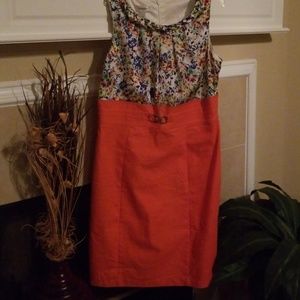 🧡Silky floral and orange bodycon dress🧡